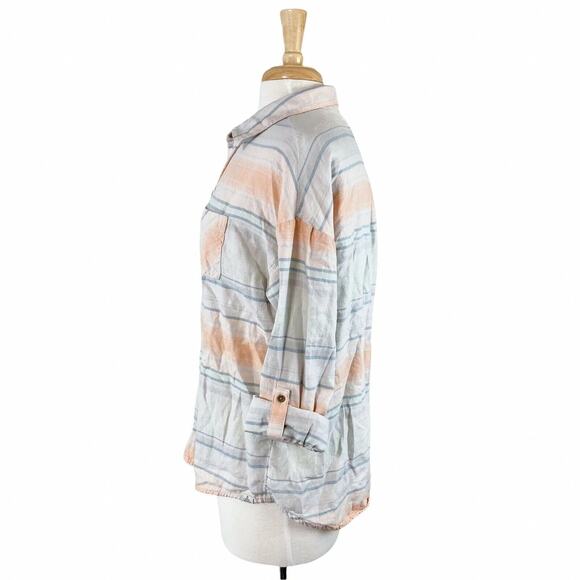 Prana Plaid Button Down Shirt Size Large‎ Women's Striped Longsleeve Gorpcore - Picture 6 of 6